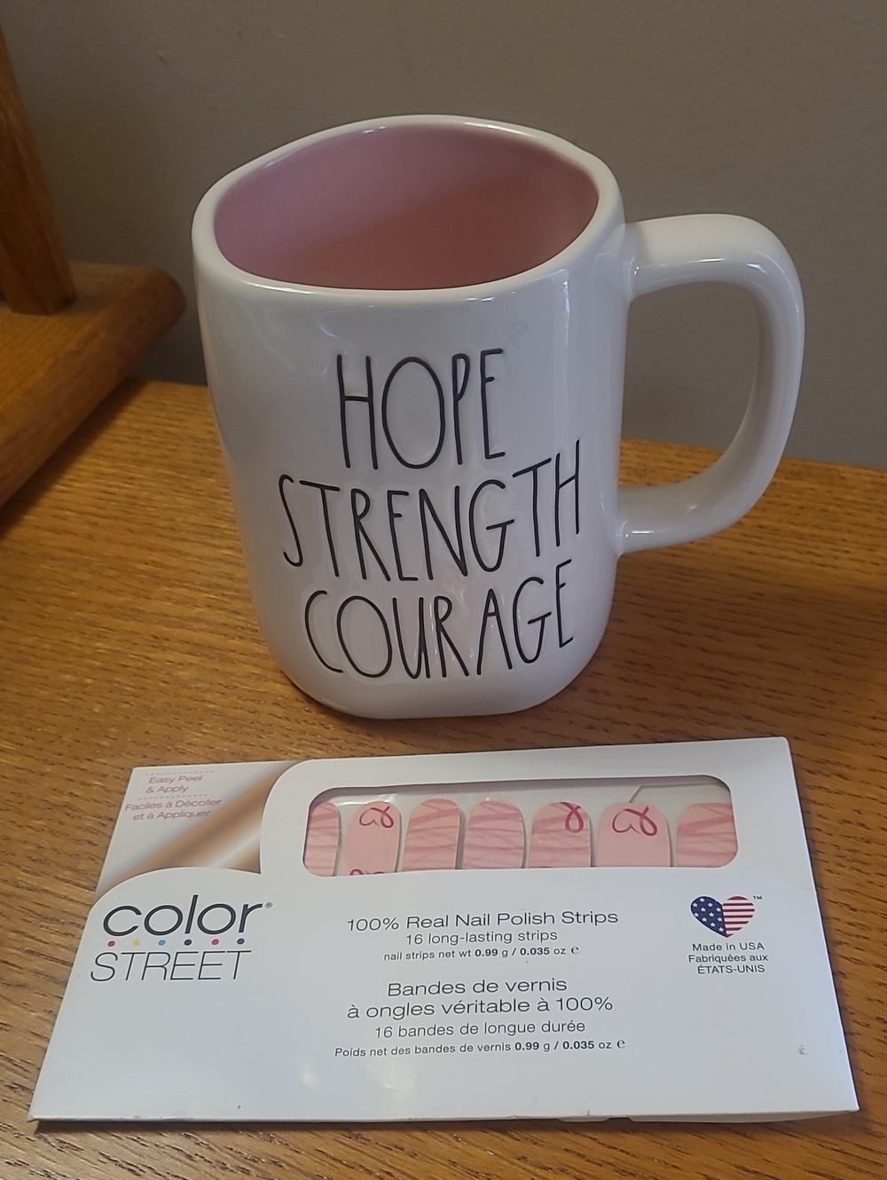 Rae Dunn HOPE, STRENGTH, COURAGE Mug, & Color Street Choose Hope Real NP strips